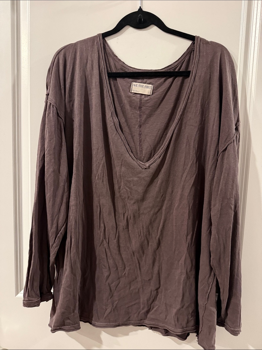 We The Free Nina Women’s V-Neck Long Sleeve Top - Grey